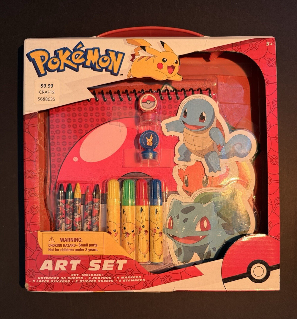 Pokémon Art Set  Kids Craft Kit-Markers, Crayons, Stickers, & More by Inovative
